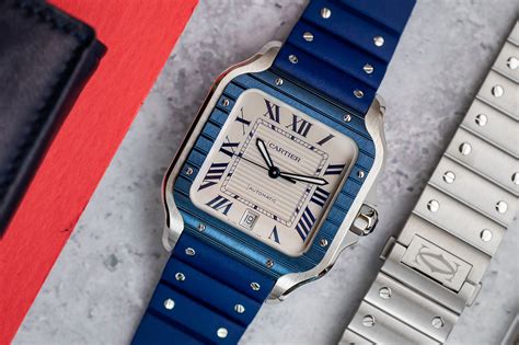 cartier two toned watch|cartier santos blue bezel.